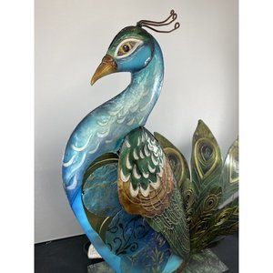 Peacock Accent Lamp Metal Table Light Colorful Bird Lamp